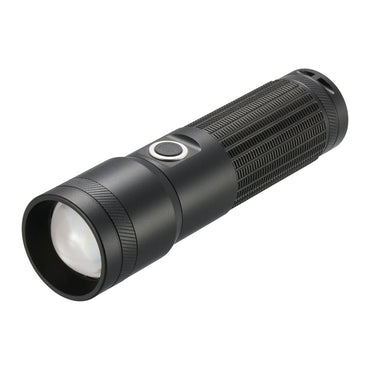 LEDインジケーター付ライト(ズーム機能/白色LED/High550 lm/保護等級IPX6/連続点灯Low20時間/単3形×3本使用/マグネット付/ブラック)_08-1719_LHA-Z55A5_OHM(オーム電機)