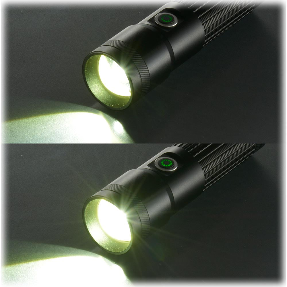 LEDインジケーター付ライト(ズーム機能/白色LED/High550 lm/保護等級IPX6/連続点灯Low20時間/単3形×3本使用/マグネット付/ブラック)_08-1719_LHA-Z55A5_OHM(オーム電機)