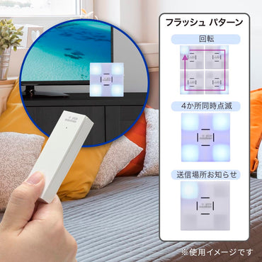 monban CUBE II ワイヤレスチャイムセット 自家発電式押しボタン送信機+光フラッシュ電池式受信機_08-1902_OCH-ECOT-FBR25_OHM(オーム電機)
