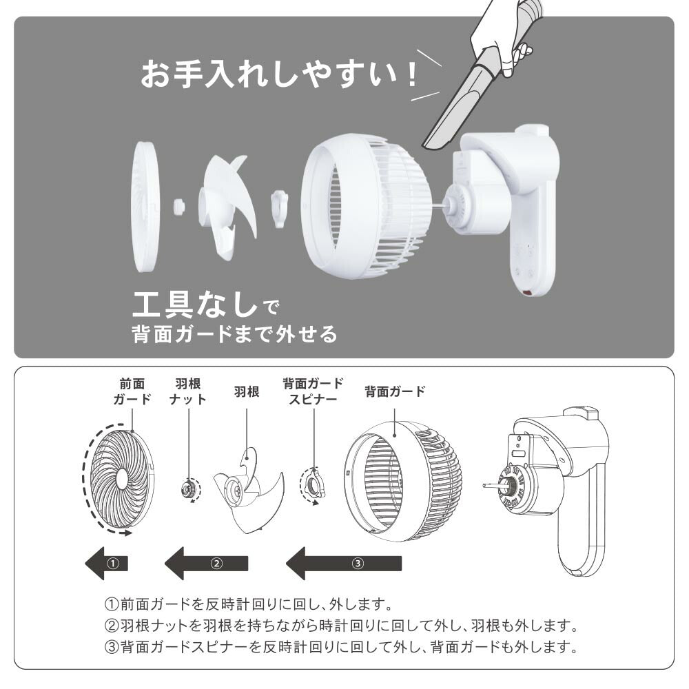 サーキュレーター(壁掛・卓上両用/~ 12畳/360°自動首振/風量3段階/モード3種類/切タイマー7段階/コード1.8m/リモコン付)_08-3336_FF-SQ850RY_OHM(オーム電機)