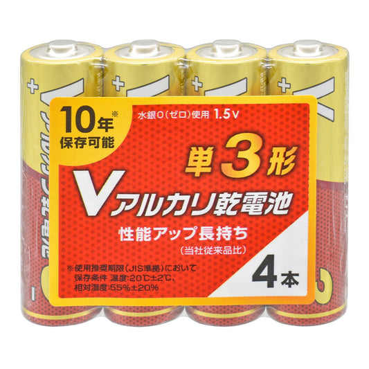 アルカリ乾電池 Vシリーズ (単3形×4本パック)_08-4124_LR6VS4P_OHM(オーム電機)