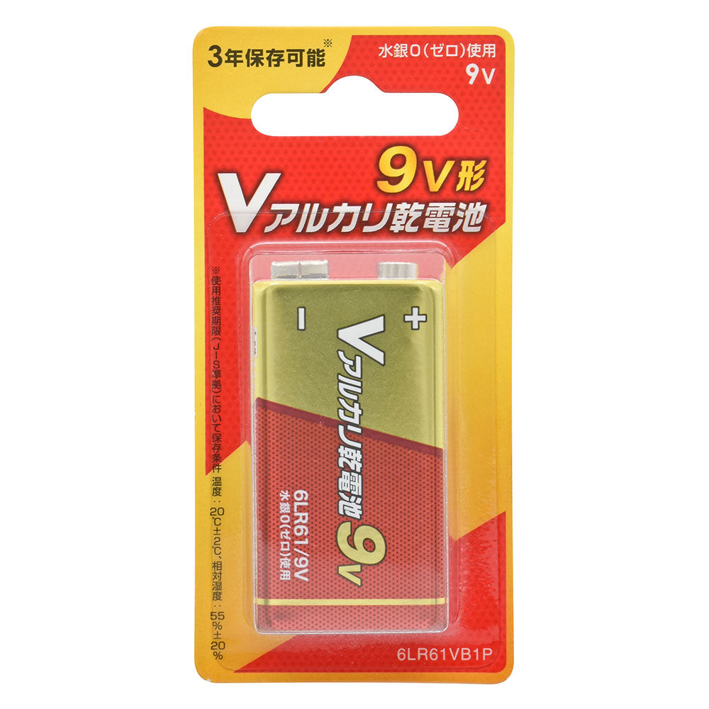 アルカリ乾電池 Vシリーズ (9V形×1本パック)_08-4130_6LR61VB1P_OHM(オーム電機)