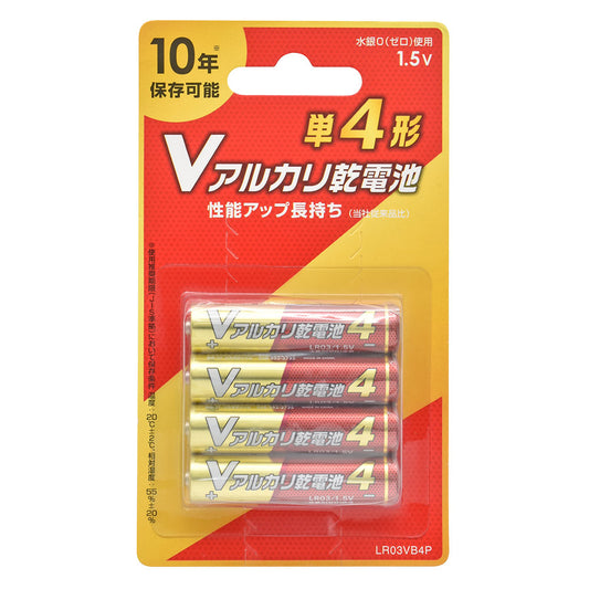 アルカリ乾電池 Vシリーズ (単4形×4本パック)_08-4134_LR03VB4P_OHM(オーム電機)