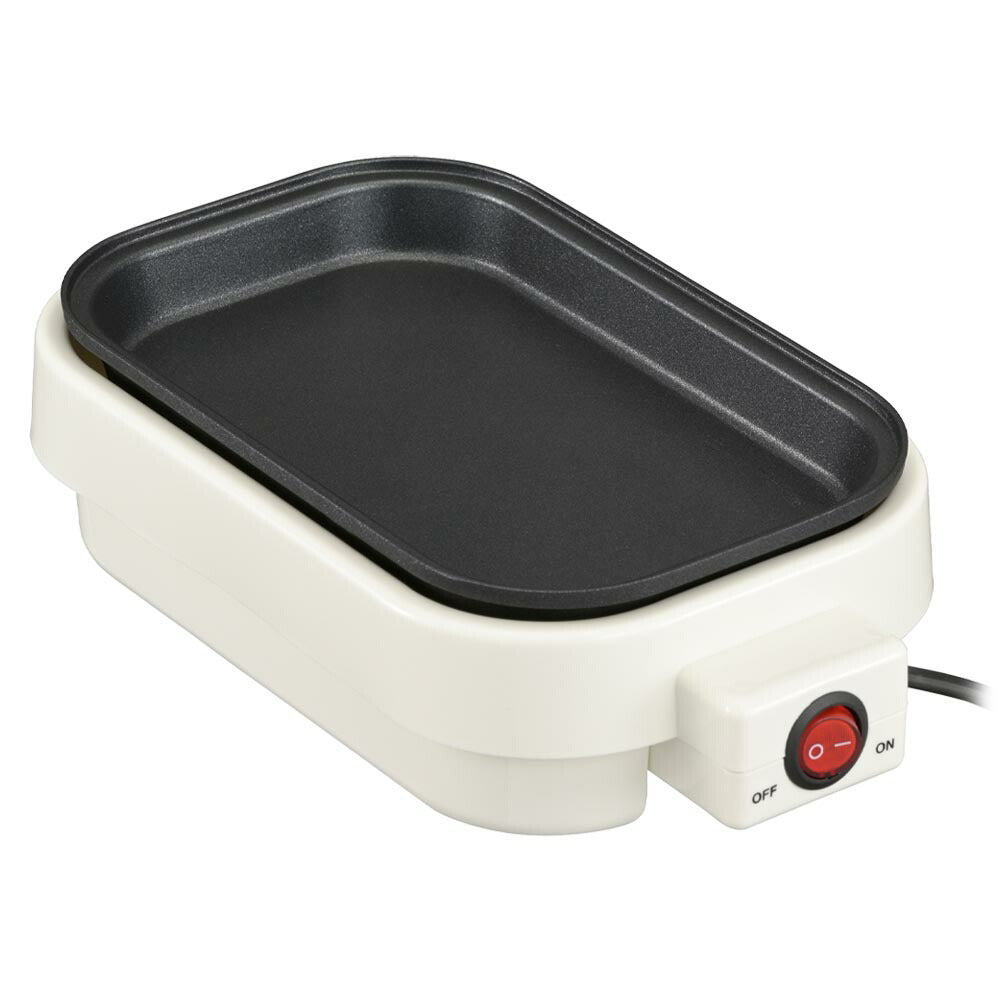 ミニホットプレート(500W/フッ素樹脂プレート/コード長1.1m/質量520g/ホワイト)_08-5403_COK-YH500B-W_OHM(オーム電機)