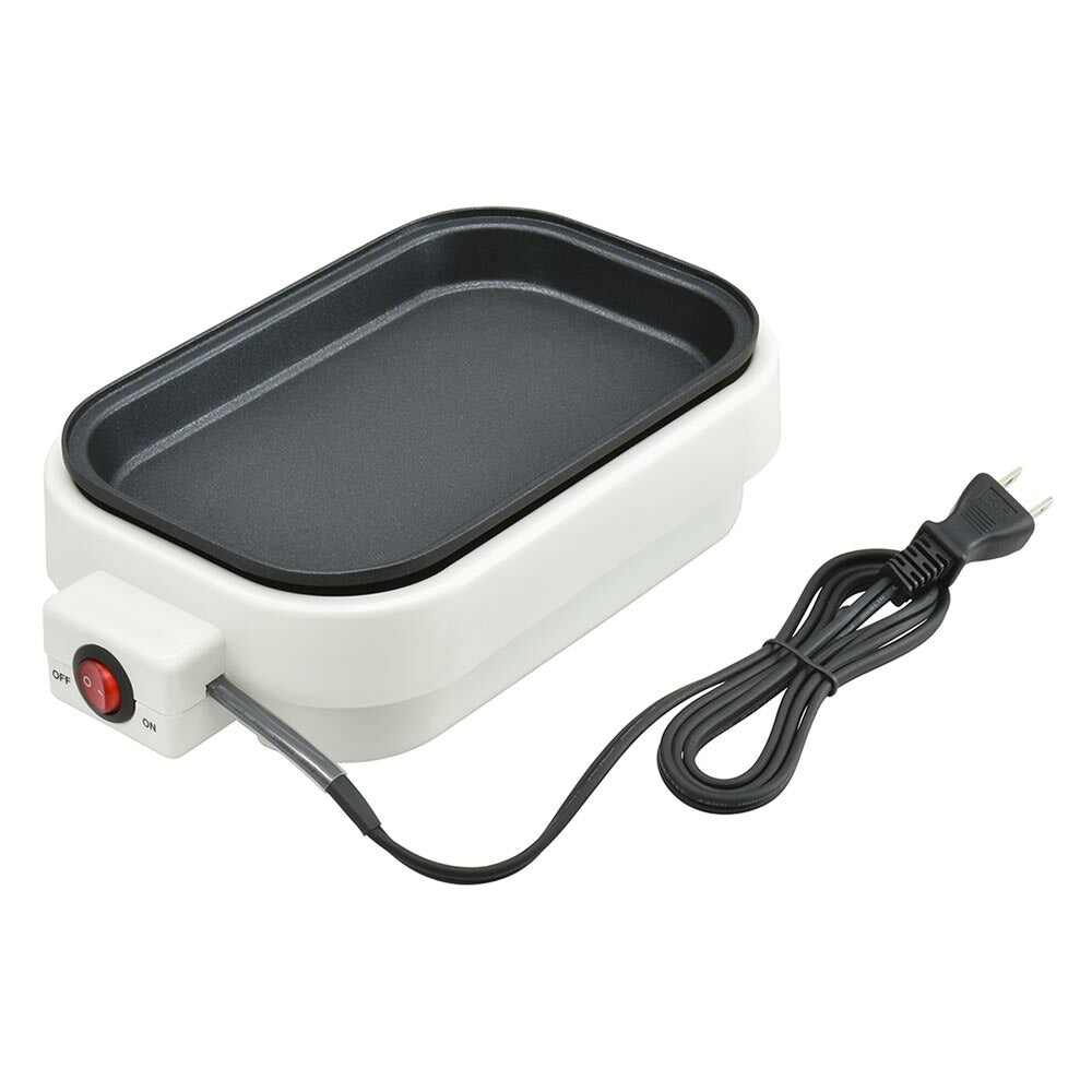 ミニホットプレート(500W/フッ素樹脂プレート/コード長1.1m/質量520g/ホワイト)_08-5403_COK-YH500B-W_OHM(オーム電機)