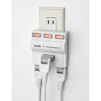 A-S500B(W)_1694700_耐雷サージ 独立スイッチ付タップ 3個口_ELPA(エルパ・朝日電器)