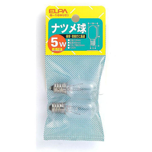 ナツメ球 5W E12 クリア 2個入 G-10H(C)