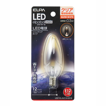 LDC1CL-G-E12-G316_1690100_LED装飾電球 シャンデリア球タイプ E12 クリア電球色相当_ELPA(エルパ・朝日電器)