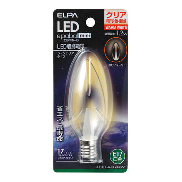 LDC1CL-G-E17-G327_1749200_LED電球 シャンデリア E17 クリア電球色_ELPA(エルパ・朝日電器)