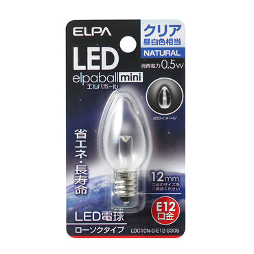 LDC1CN-G-E12-G305_1689700_LED装飾電球 ローソク球タイプ E12 クリア昼白色相当_ELPA(エルパ・朝日電器)