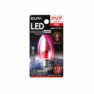 LDC1CR-G-E12-G307_1766300_LED装飾電球ローソク球形 E12 クリアレッド_ELPA(エルパ・朝日電器)