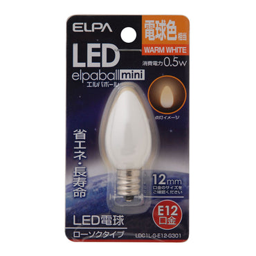 LDC1L-G-E12-G301_1689600_LED装飾電球 ローソク球タイプ E12 電球色相当_ELPA(エルパ・朝日電器)