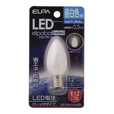LDC1N-G-E12-G300_1689500_LED装飾電球 ローソク球タイプ E12 昼白色相当_ELPA(エルパ・朝日電器)
