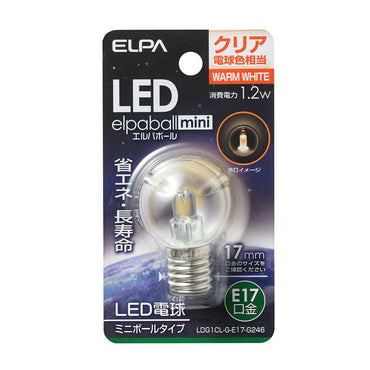 LDG1CL-G-E17-G246_1687400_LED装飾電球 ミニボールG30形 E17 クリア電球色_ELPA(エルパ・朝日電器)