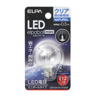 LDG1CN-G-E12-G235_1686800_LED装飾電球 ミニボールG30形 E12 クリア昼白色_ELPA(エルパ・朝日電器)