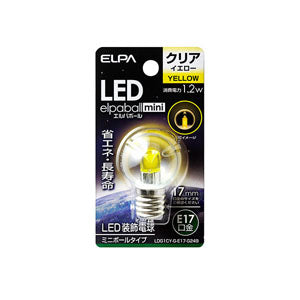 LDG1CY-G-E17-G249_1766200_LED装飾電球ミニボール球形 E17 G30 クリアイエロー_ELPA(エルパ・朝日電器)