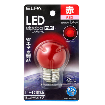 LDG1R-G-G254_1687900_LED装飾電球 ミニボールG40形 E26 赤色_ELPA(エルパ・朝日電器)