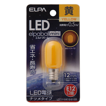 LDT1Y-G-E12-G103_1685200_LED装飾電球 ナツメ球タイプ E12 黄色_ELPA(エルパ・朝日電器)