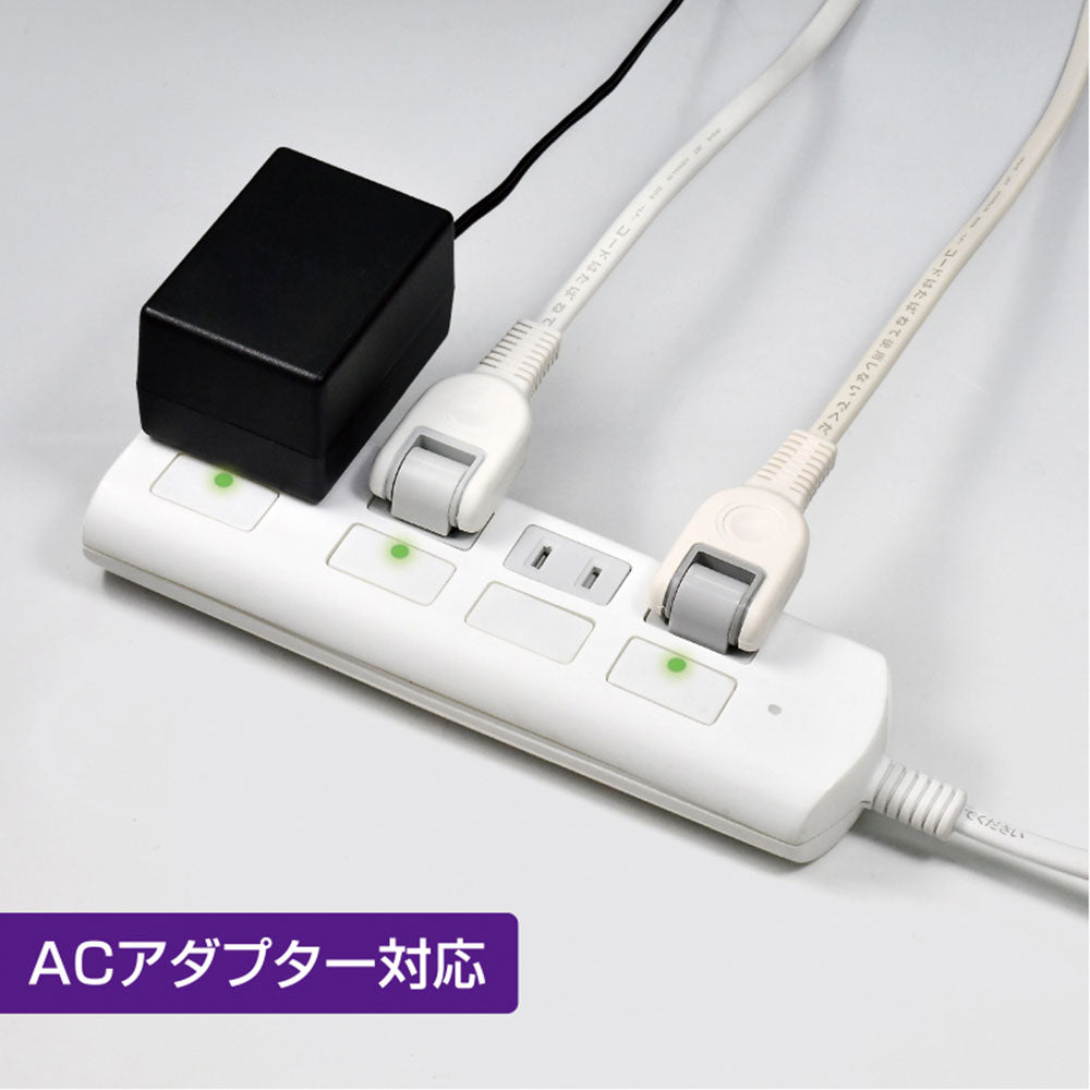 WBS-LS402F-W_1965400_耐雷フラットスイッチ付タップ4個口2m_ELPA(エルパ・朝日電器)