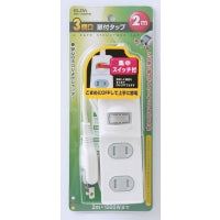 WBS-T3020B(W)_1646200_スイッチ付扉付タップ 3個口 2m_ELPA(エルパ・朝日電器)