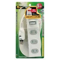 WBS-T4050B(W)_1646800_スイッチ付扉付タップ 4個口 5m_ELPA(エルパ・朝日電器)