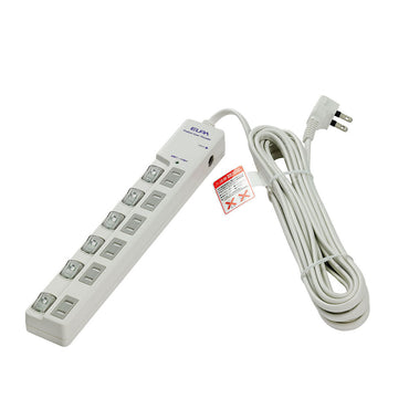 WLS-LU650SB(W) LEDランプスイッチ付タップ 上挿し 6個口 5m_ELPA(エルパ・朝日電器)