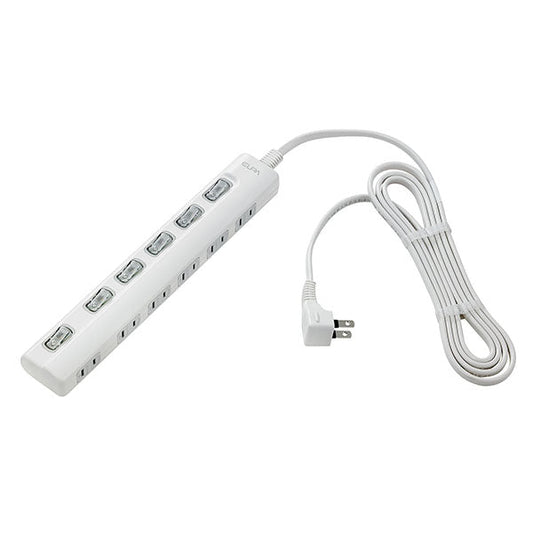 WLS-LY62EB(W)_1783600_スイッチ付タップ LEDランプ 横挿し 6個口 2m_ELPA(エルパ・朝日電器)