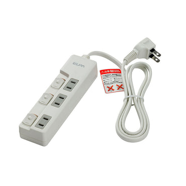 WLS-U31EB(W) ランプレススイッチ付タップ3P1m_ELPA(エルパ・朝日電器)