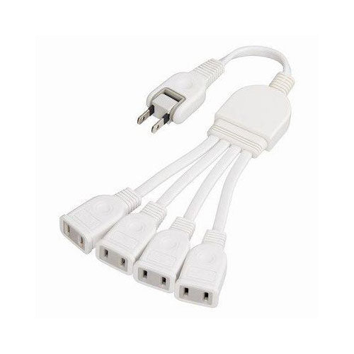 ACアダプター用4分配延長コードホワイト_Y02V4002WH_YAZAWA(ヤザワコーポレーション)