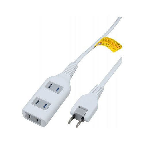 耐トラ付タップ3個口1mホワイト_YAZAWA(ヤザワコーポレーション)