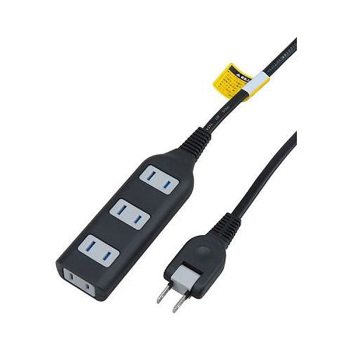 耐トラ付タップ4個口2mブラック_YAZAWA(ヤザワコーポレーション)