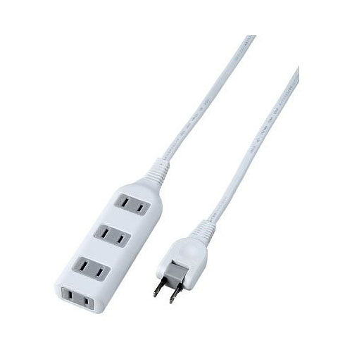 耐トラ付タップ4個口3mホワイト_YAZAWA(ヤザワコーポレーション)