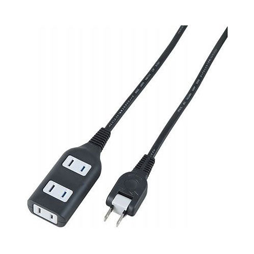 耐トラ付タップ3個口5mブラック_YAZAWA(ヤザワコーポレーション)