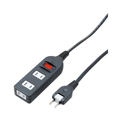 ノイズフィルター集中SW付3個口2m黒_YAZAWA(ヤザワコーポレーション)