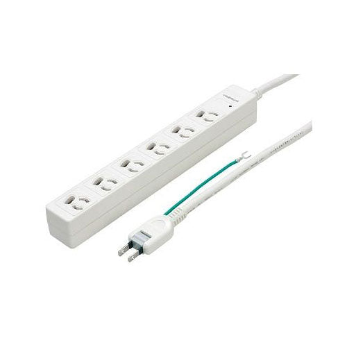 3P抜ケ止メマグネットタップ6個口5m白_YAZAWA(ヤザワコーポレーション)