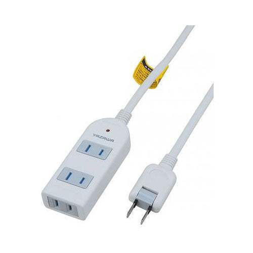 雷サージ付延長コード・タップ3個口2m白_YAZAWA(ヤザワコーポレーション)