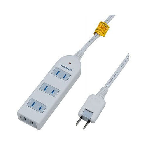 雷サージ付延長コード・タップ4個口3m白_YAZAWA(ヤザワコーポレーション)