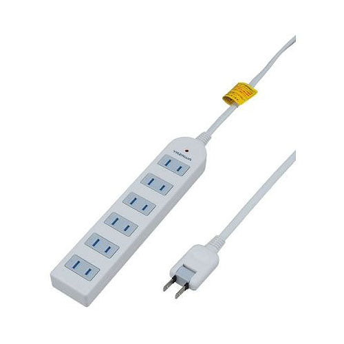 雷サージ付延長コード・タップ6個口2m白_YAZAWA(ヤザワコーポレーション)