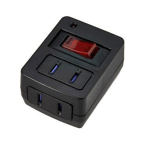 雷ガード・ブレーカー機能付き省エネタップ2個口ブラック_Y02FUBHKS210BK_YAZAWA(ヤザワコーポレーション)