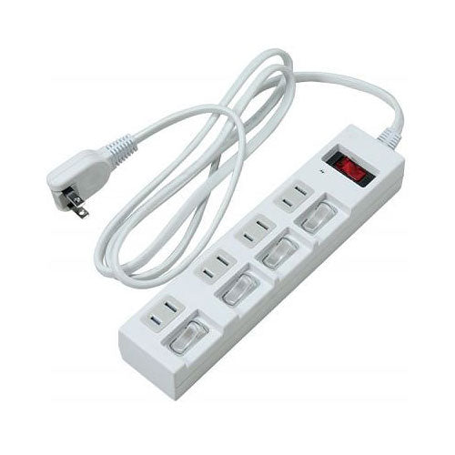 個別集中スイッチ付節電タップ4個口2m白_YAZAWA(ヤザワコーポレーション)