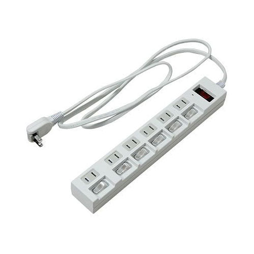 個別集中スイッチ付節電タップ6個口2m白_YAZAWA(ヤザワコーポレーション)