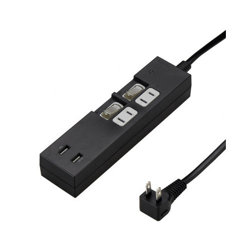 個別スイッチ付2AC2USB3.4A2mブラック_YAZAWA(ヤザワコーポレーション)