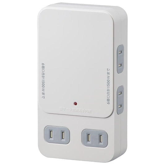 雷ガード付 6個口拡張コンセント(ホワイト)_00-1403_HS-AK6B-W_OHM(オーム電機)