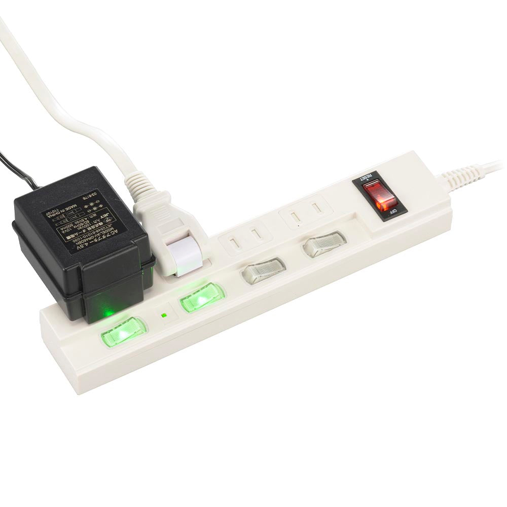 雷ガード付多機能節電タップ(4個口/2m/集中スイッチ/LEDランプ付個別スイッチ/フリープラグ/ホワイト)_00-1580_HS-TPKV42W-22_OHM(オーム電機)