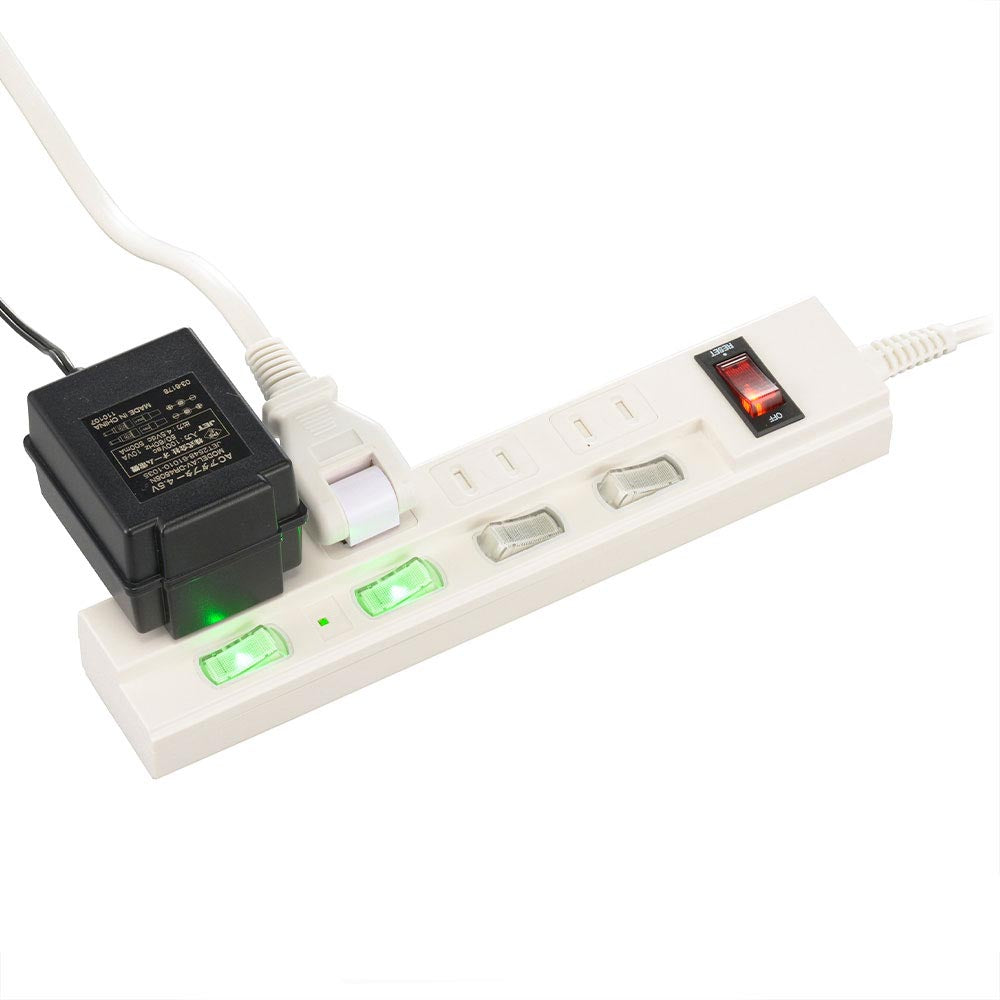 雷ガード付多機能節電タップ(4個口/5m/集中スイッチ/LEDランプ付個別スイッチ/フリープラグ/ホワイト)_00-1581_HS-TPKV45W-22_OHM(オーム電機)