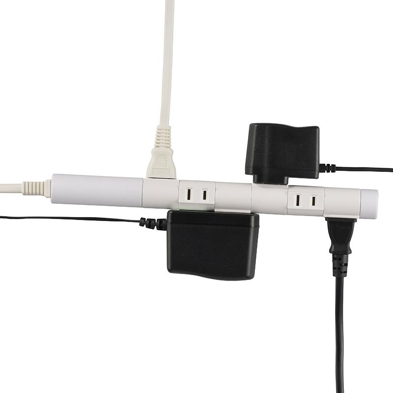 【個別に左右90°】回転スリムタップ(6個口/1.5m/ホワイト)_00-5185_HS-T61C5S3-W_OHM(オーム電機)