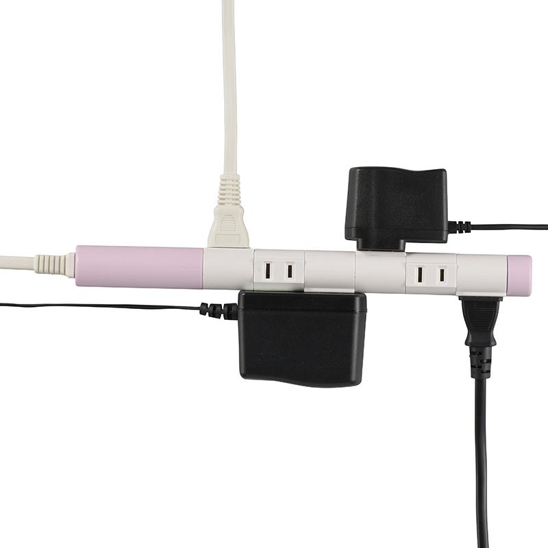 【個別に左右90°】回転スリムタップ(6個口/1.5m/ピンク)_00-5187_HS-T61C5S3-P_OHM(オーム電機)