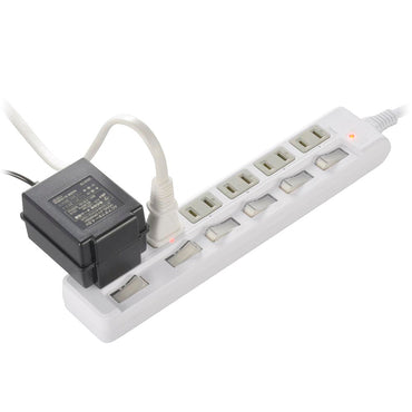 発煙ガード節電タップ(6個口/L型プラグ/コード長2m/1500W以下/個別スイッチ付/ホワイト)_00-5279_HS-T62HL3-W_OHM(オーム電機)