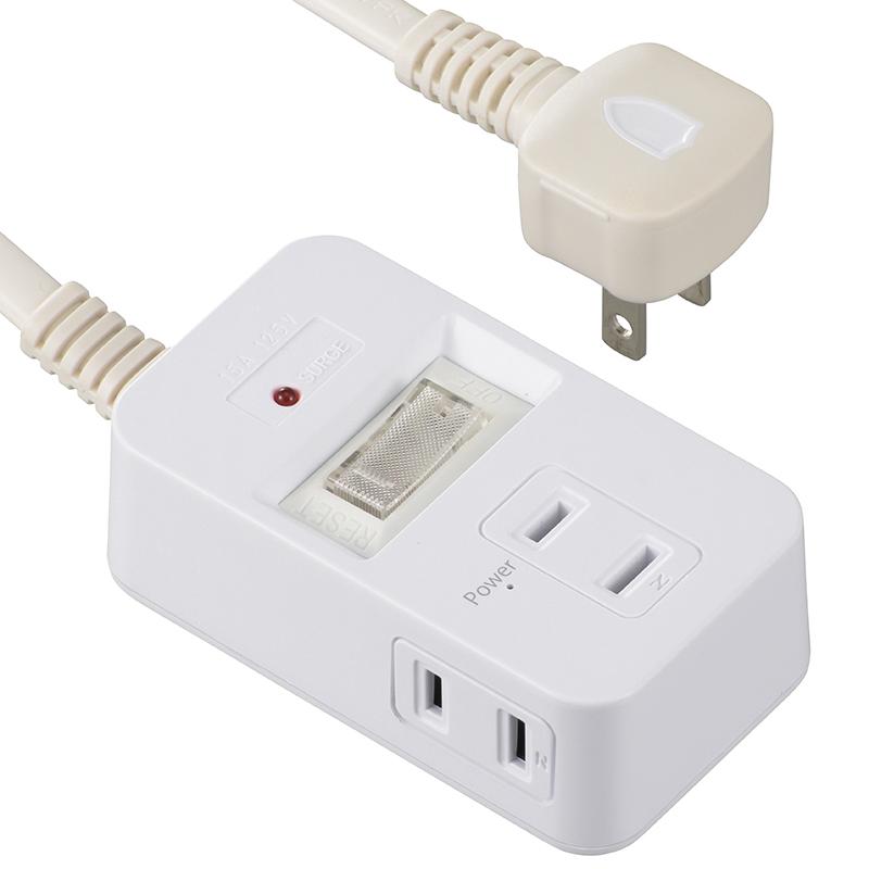 発煙ガードスイッチ・雷ガード付安全タップ(3個口/3m/ホワイト)_00-5346_HS-TP33HS3-W_OHM(オーム電機)