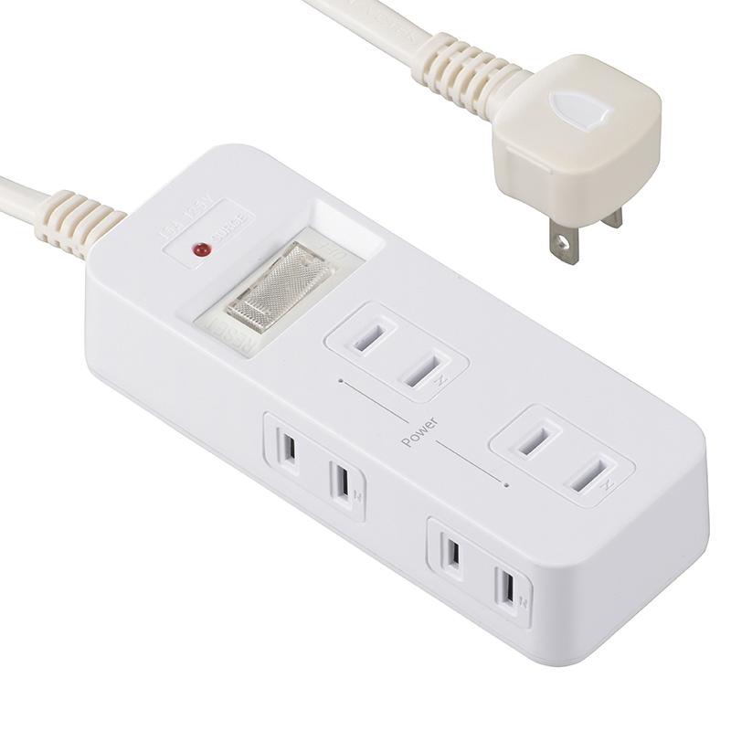 発煙ガードスイッチ・雷ガード付安全タップ(6個口/3m/ホワイト)_00-5349_HS-TP63HS3-W_OHM(オーム電機)